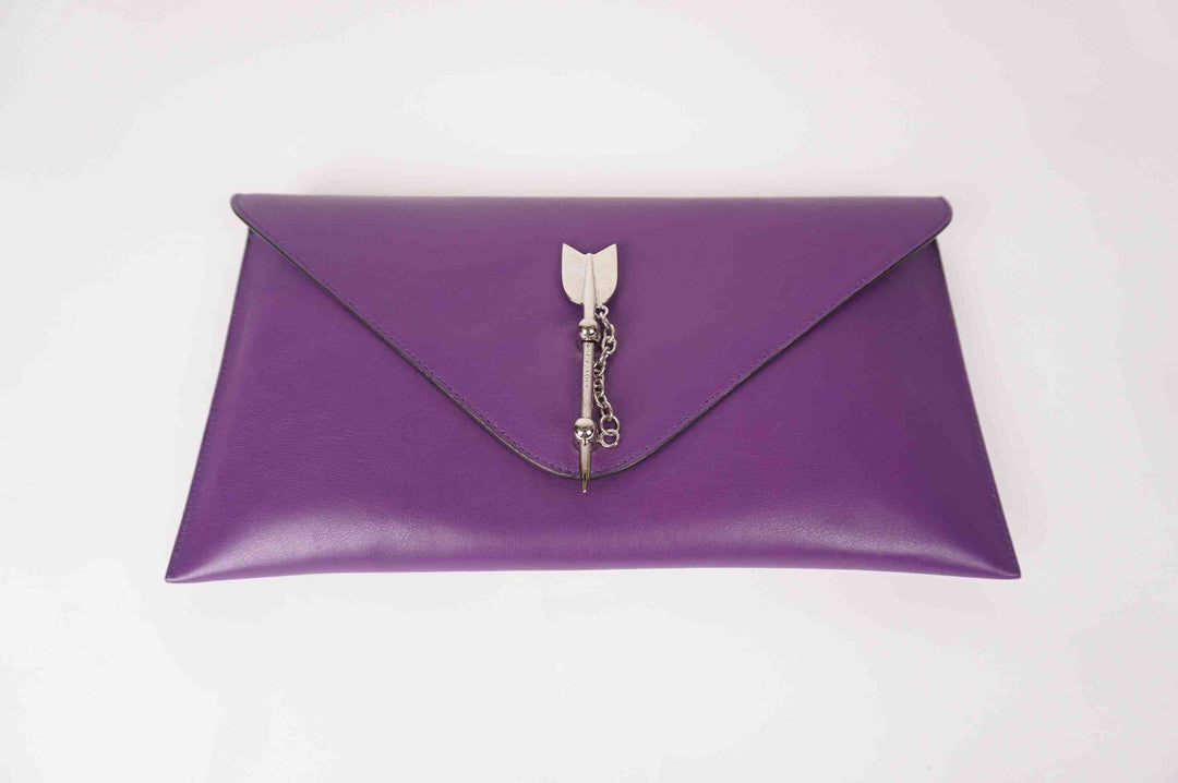 Calf Leather Clutch with Sterling Silver Arrow - Pampaloni Silversmith - Italy