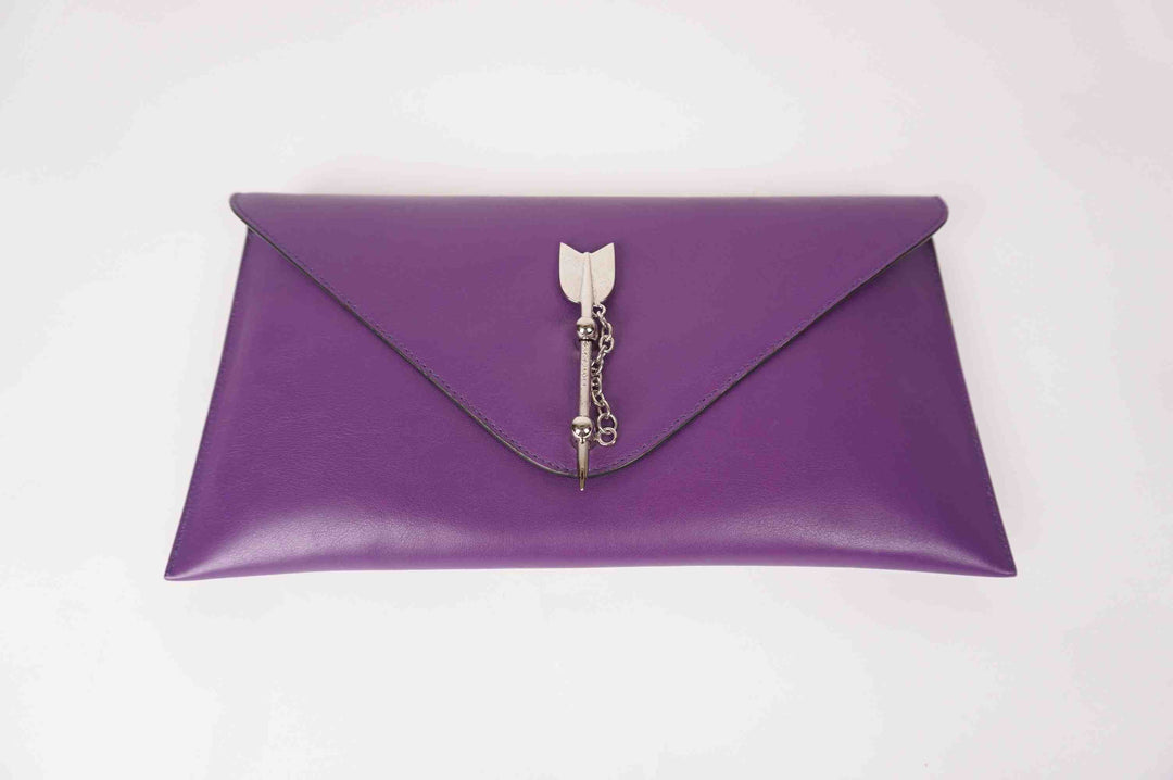 Calf Leather Clutch with Sterling Silver Arrow -  Pampaloni Silversmith - Italy