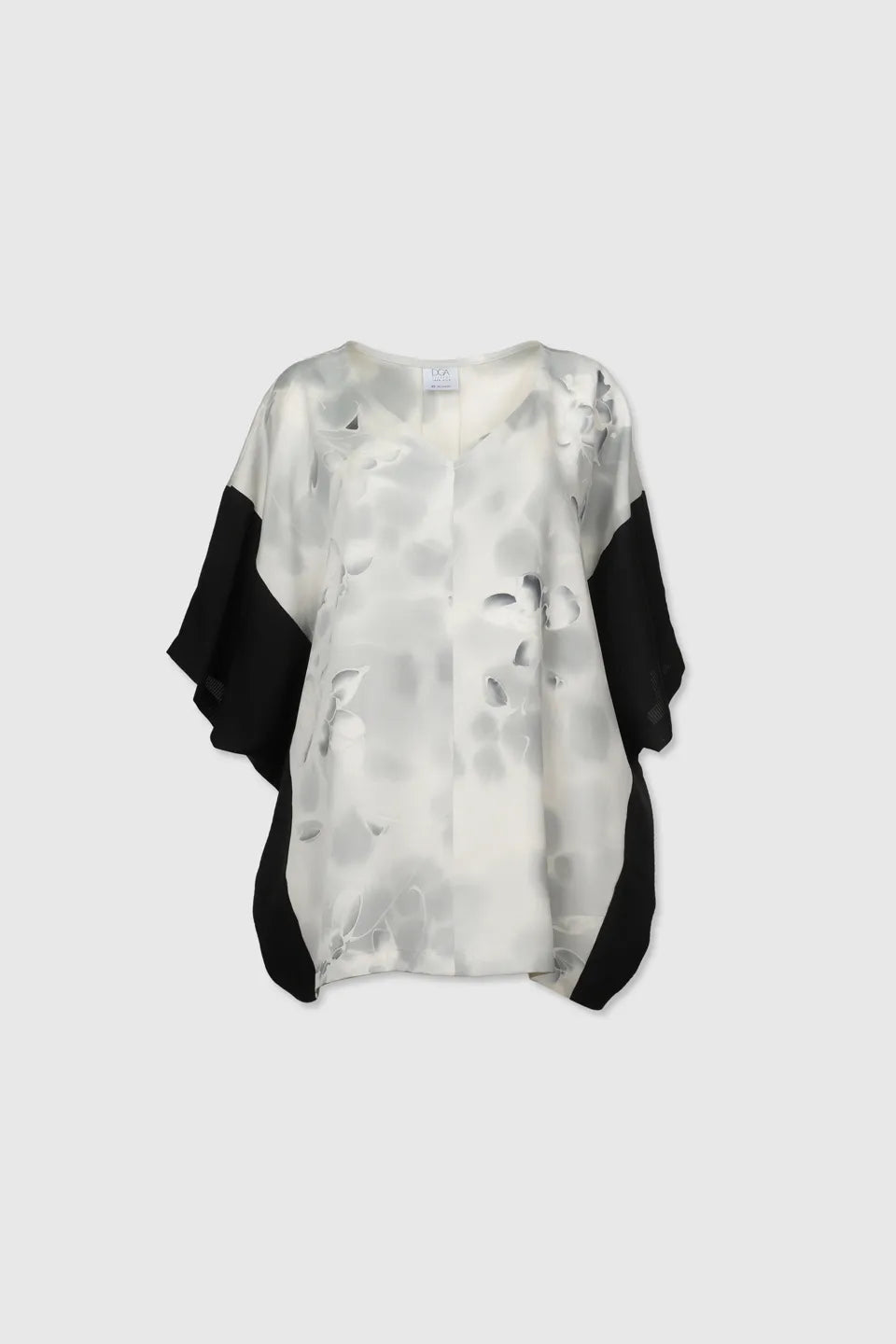 Black & Gray Patterned Silk Blouse