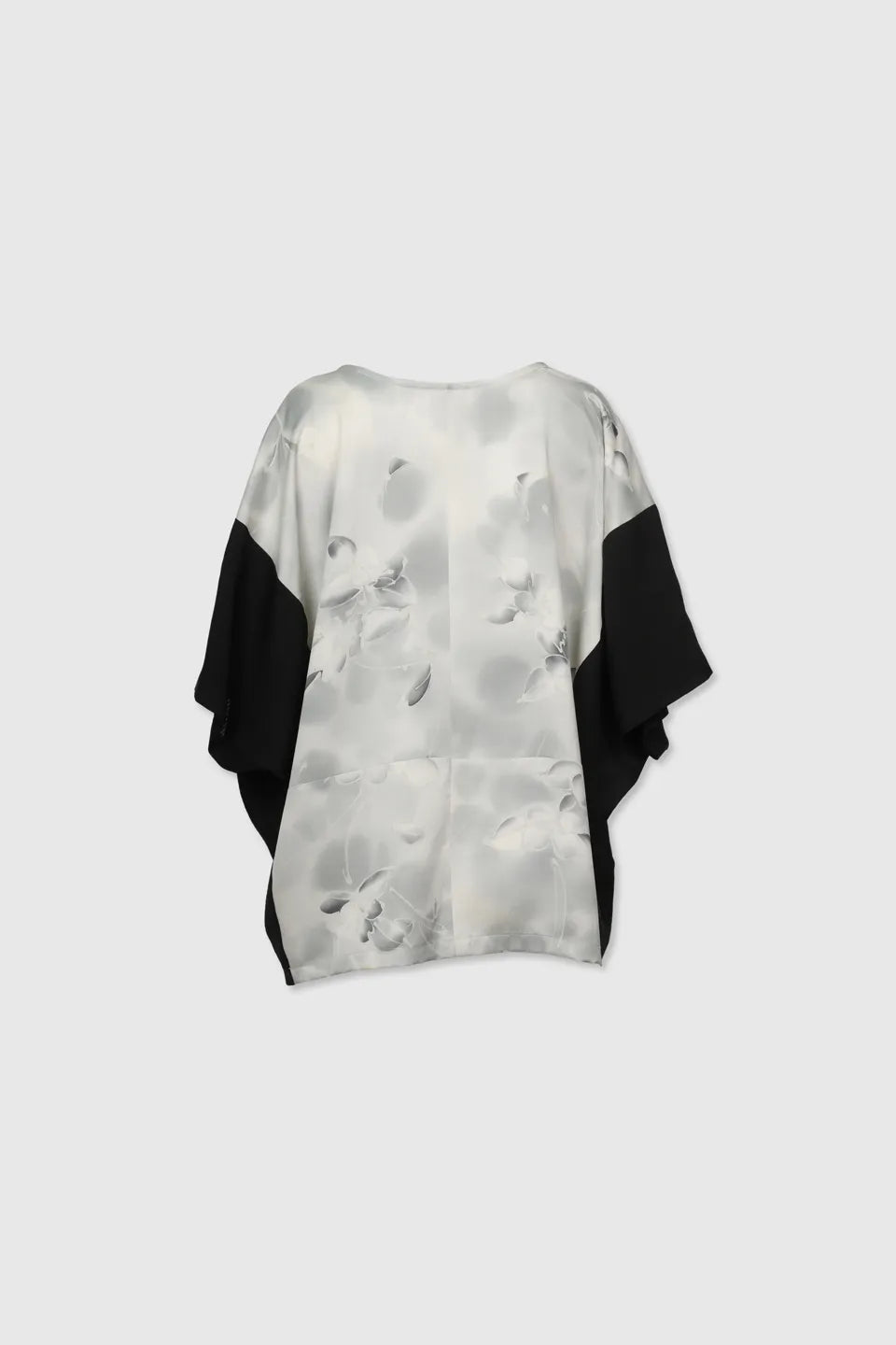 Black & Gray Patterned Silk Blouse