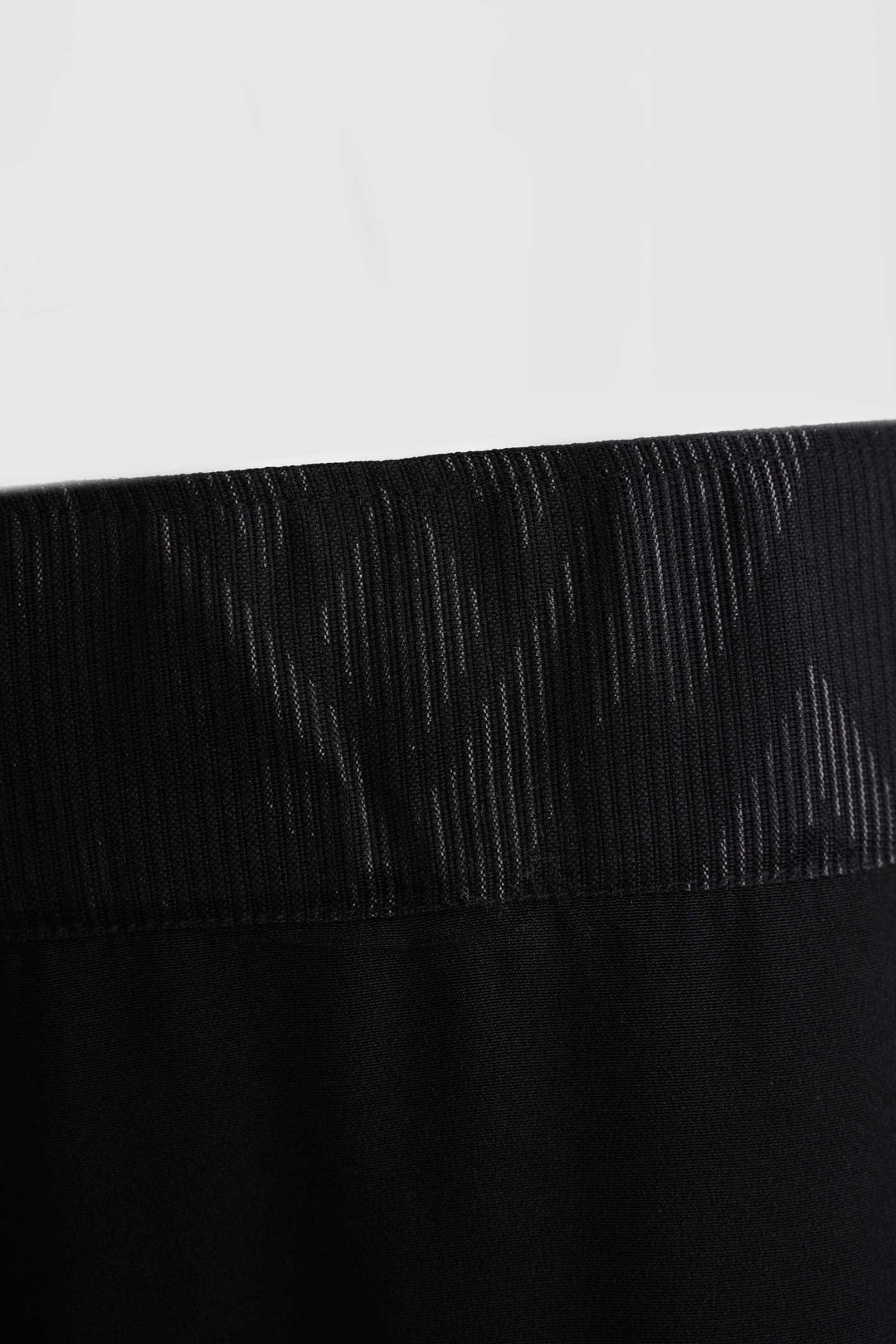 Black Silk Straight Pants with Brocade-Obi and Sashiko Stitching Details