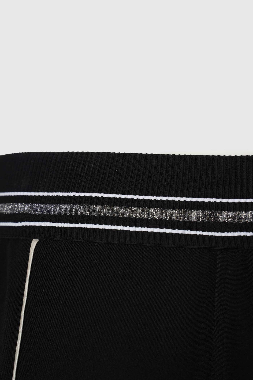 Black Silk Trousers with White Piping & Side Slits | Yū