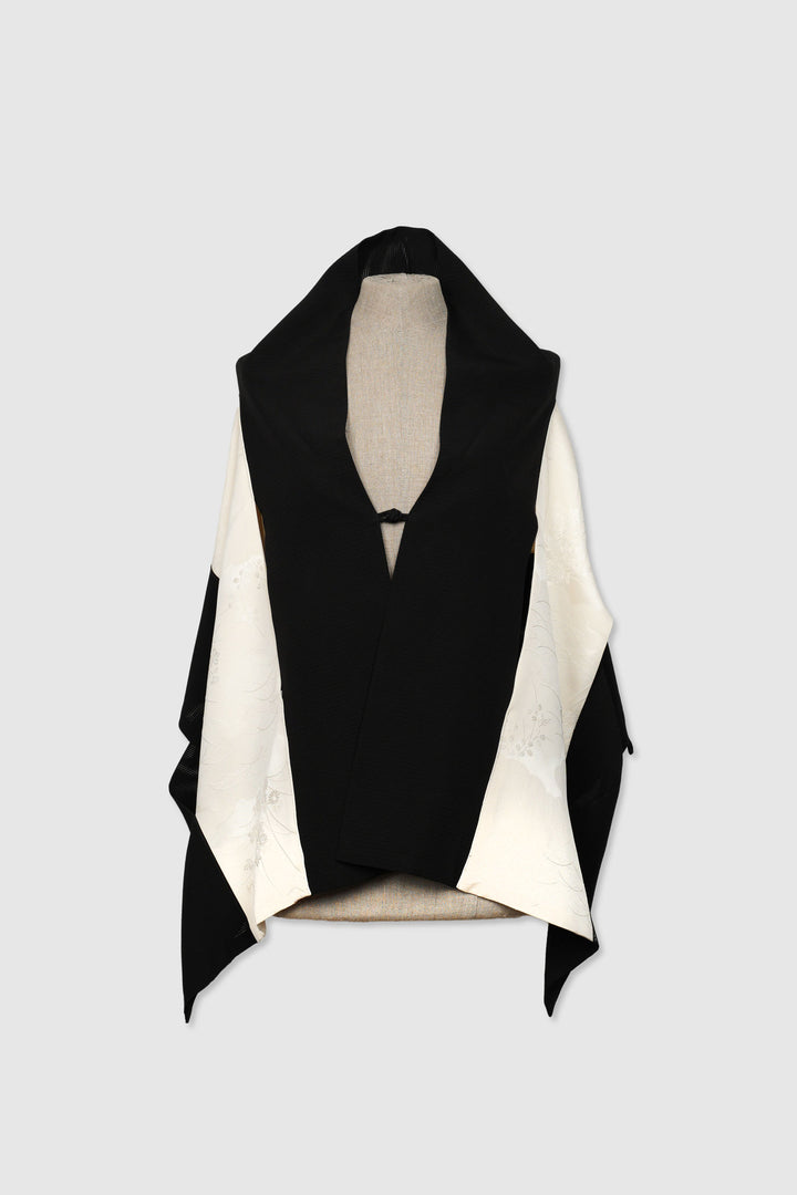 Black & White Long Reversible Silk Shawl | Sogno di Nebbia
