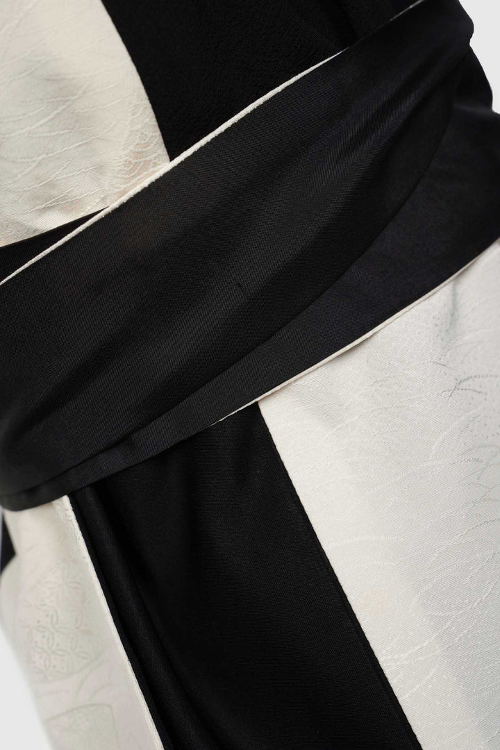 Black & White Silk Long Vest | Monochrome Opulence