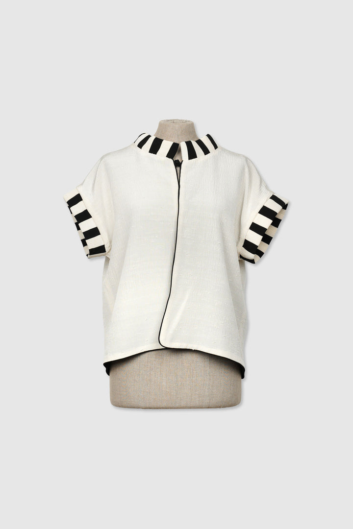 Black & White Silk Reversible Jacket | Eterno Elegante