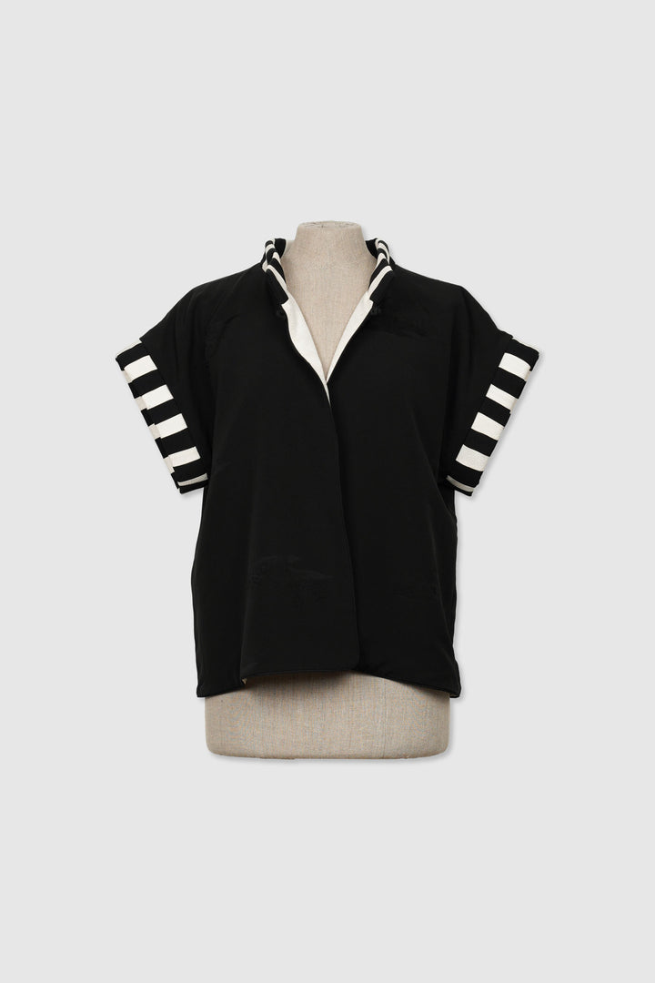 Black & White Silk Reversible Jacket | Eterno Elegante