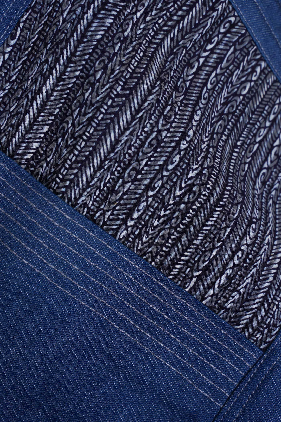 Blue Denim Pants with Yukata Details