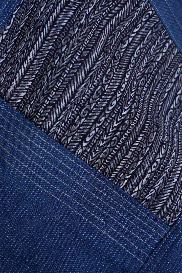 Blue Denim Pants with Yukata Details