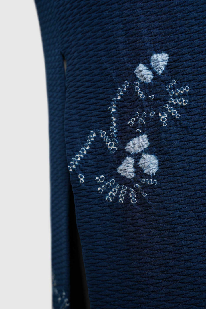 Blue Japanese Mulberry Silk Shift Dress with Shibori Designs | Aoi
