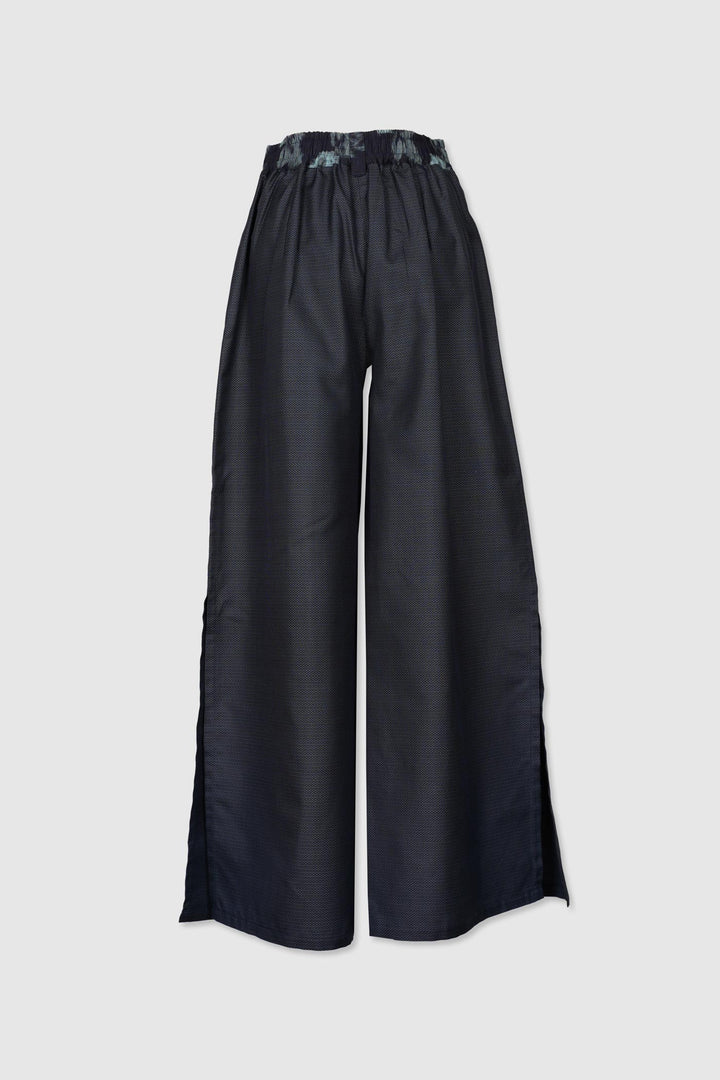 Blue Silk Pants with Side Slits | Yū