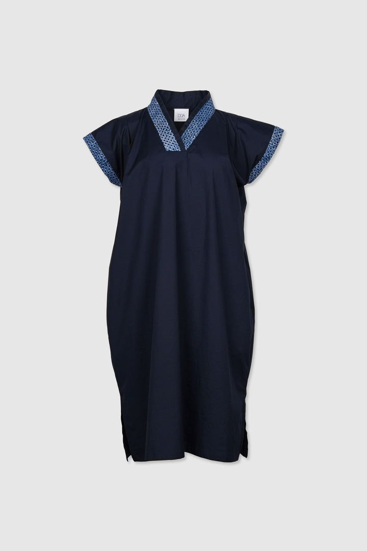 Cotton Shift Dress with Shibori Detailings | Ai
