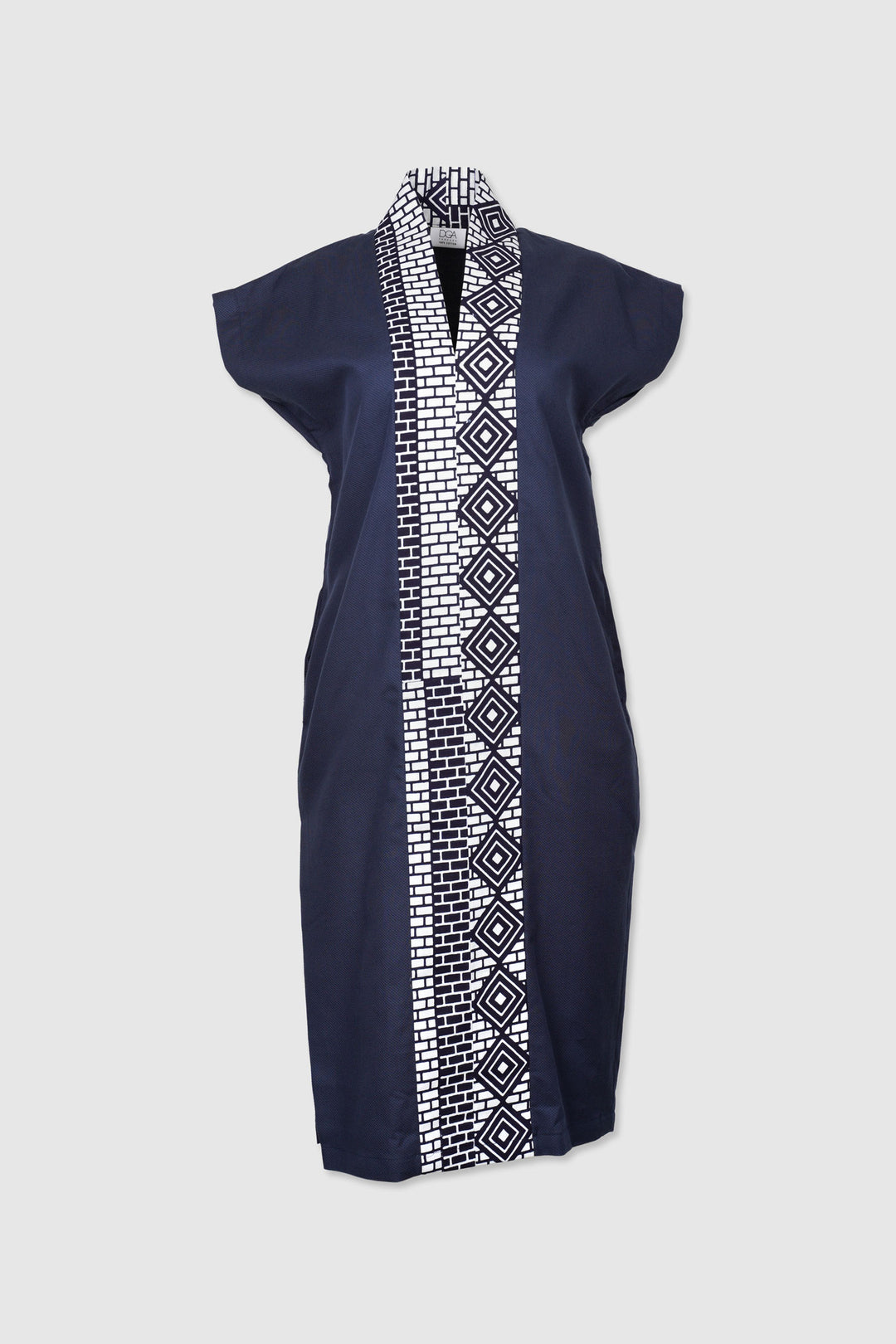 Cotton Tubular Dress with Yukata Patchwork Lapel | Navya