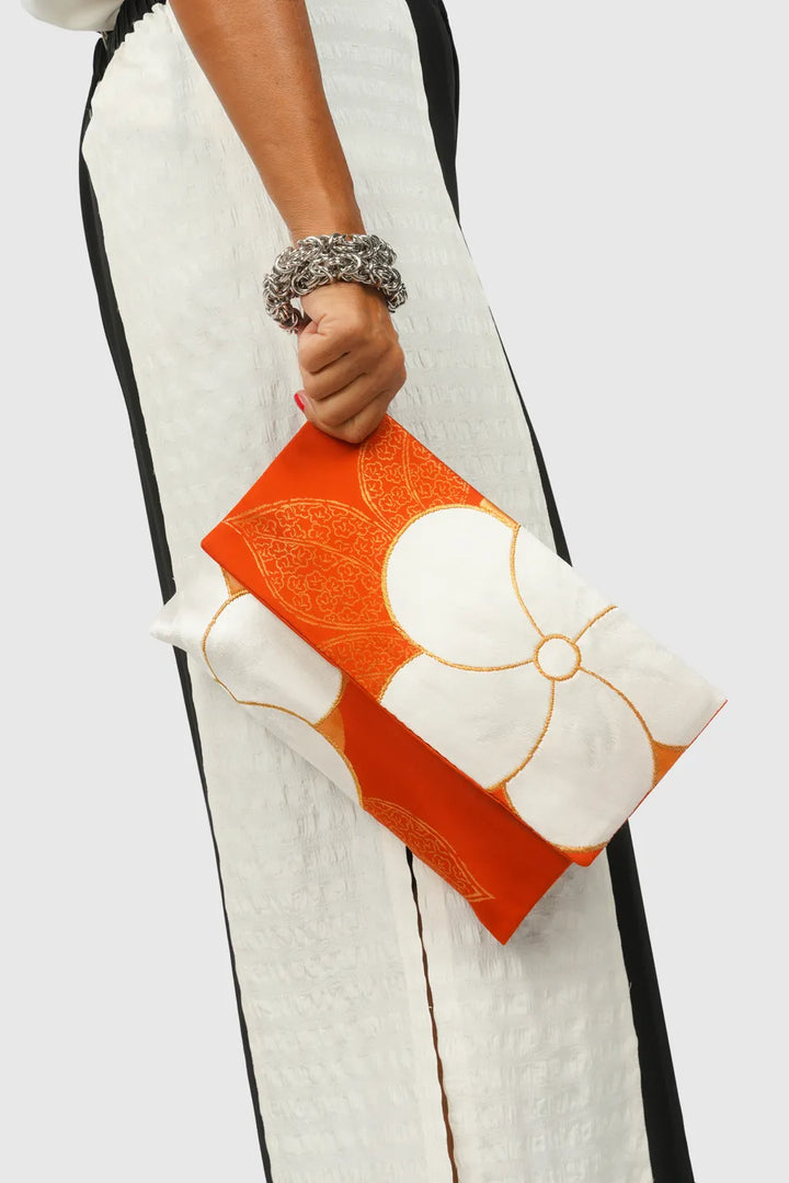 Flower Embroidery Silk Brocade Clutch Bag