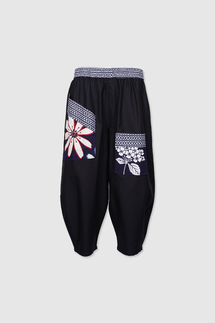 Italian Cotton Lantern Pants with Yukata Patch Pockets | Passeggiata Elegante