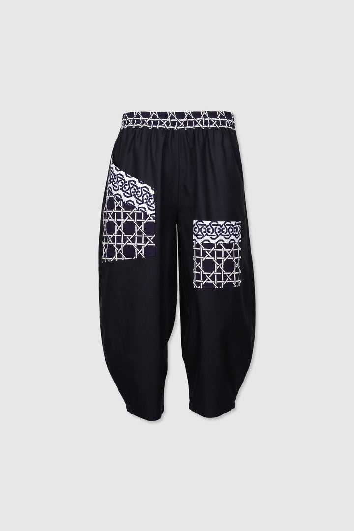 Italian Cotton Lantern Pants with Yukata Patch Pockets | Passeggiata Elegante