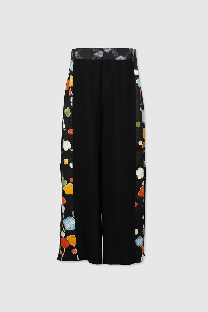 Multi Colored Patterned Silk Pants with Side Slits | Yū