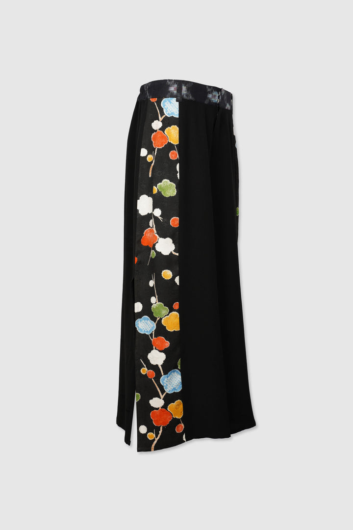 Multi Colored Patterned Silk Pants with Side Slits | Yū