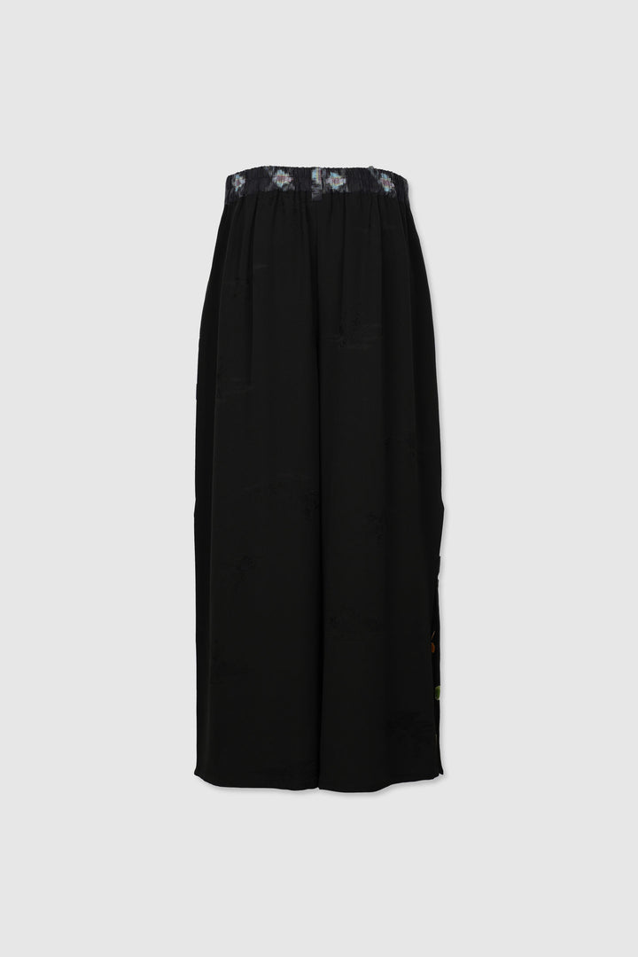 Multi Colored Patterned Silk Pants with Side Slits | Yū