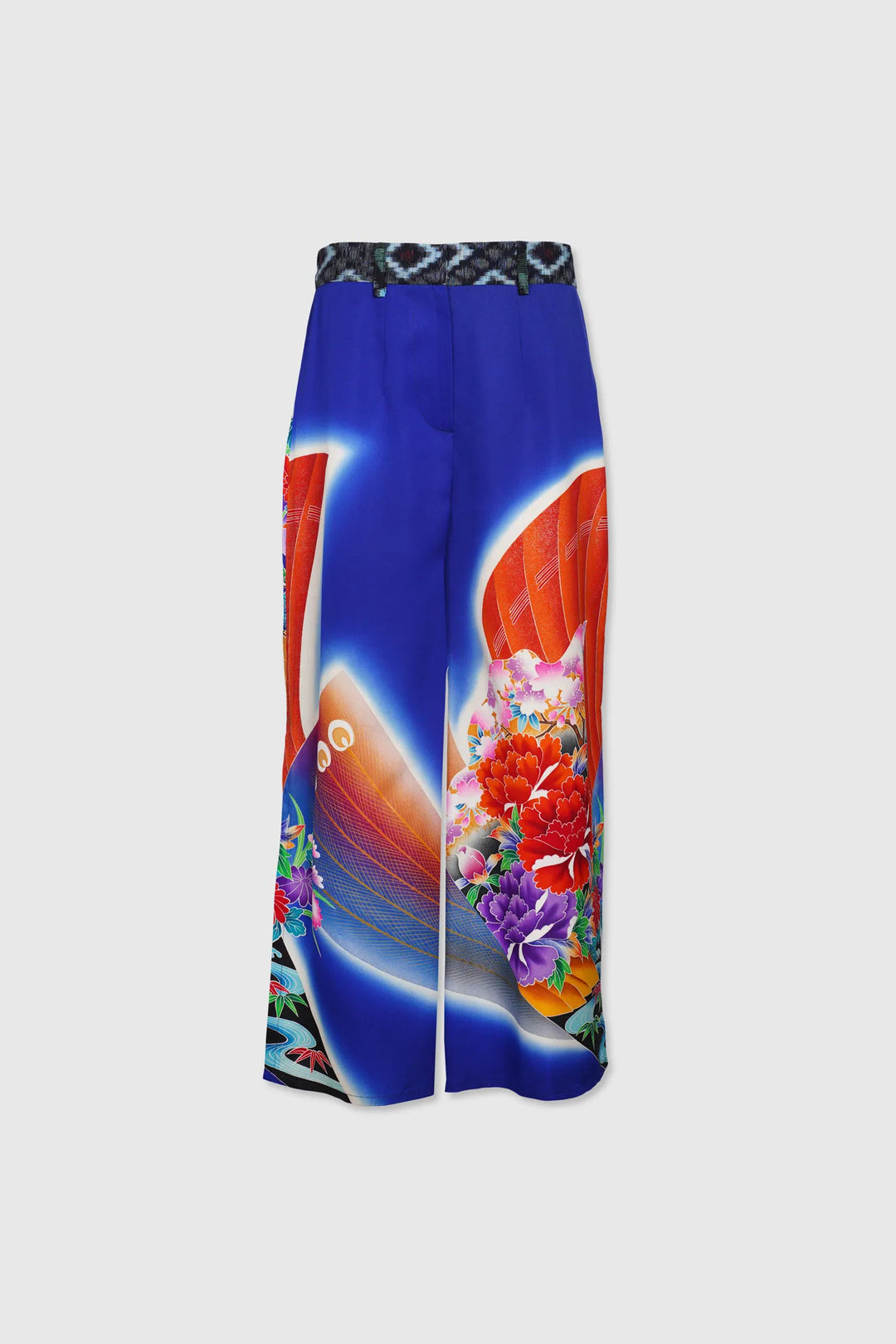 Multi Colored Patterned Silk Pants with Side Slits | Yū