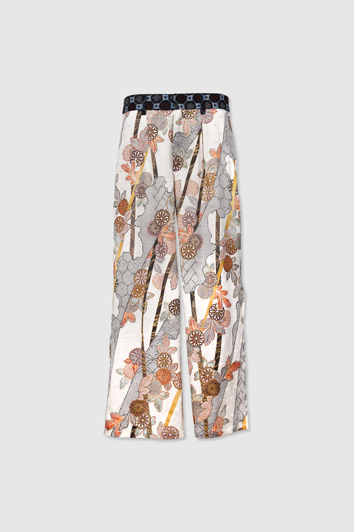 Multi Colored Patterned Silk Pants with Side Slits | Yū