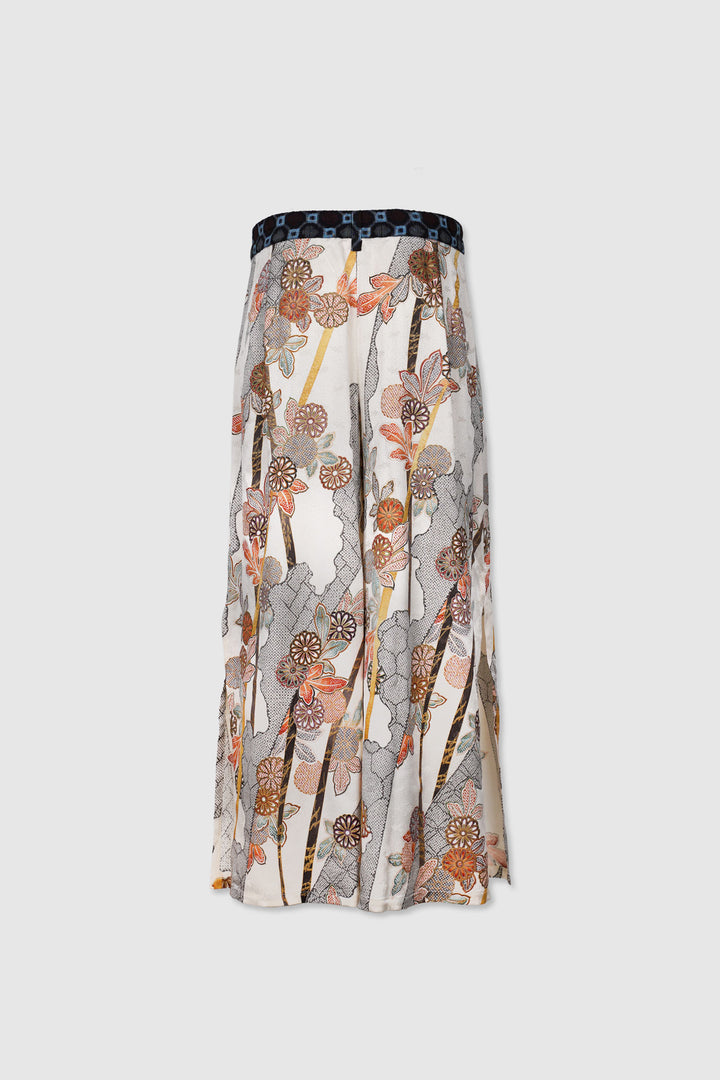 Multi Colored Patterned Silk Pants with Side Slits | Yū | Florest