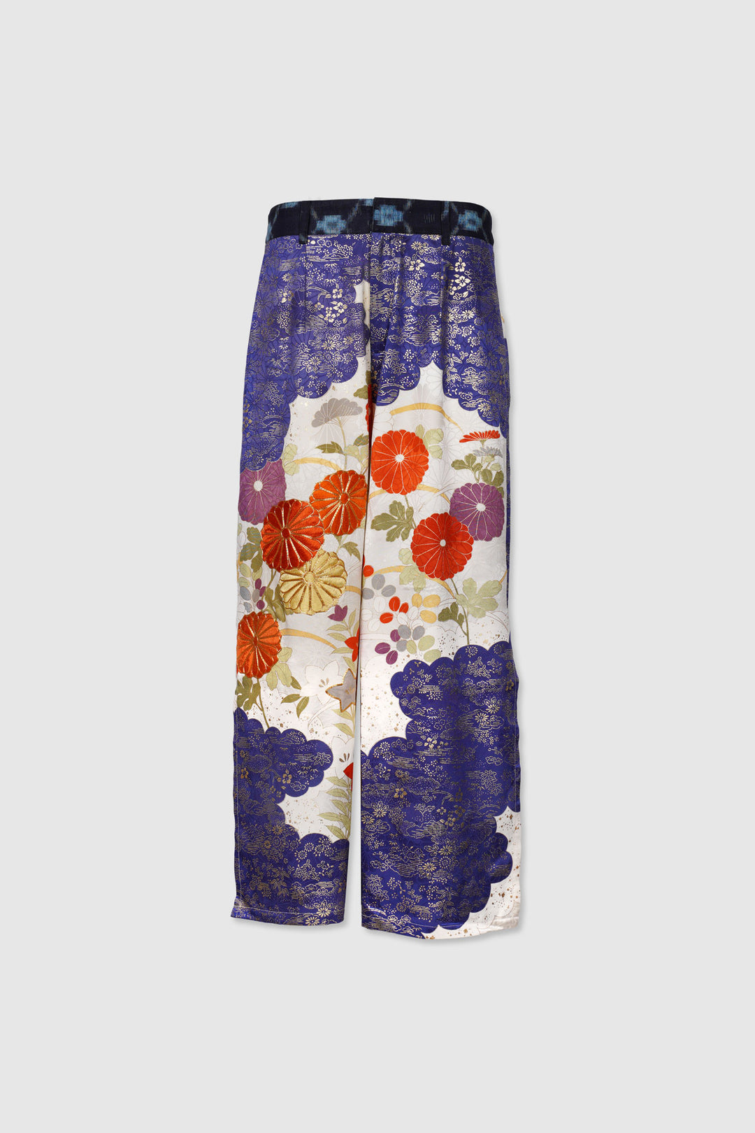 Multi Colored Silk Pants with Gold Kinran Embroidery | Yū