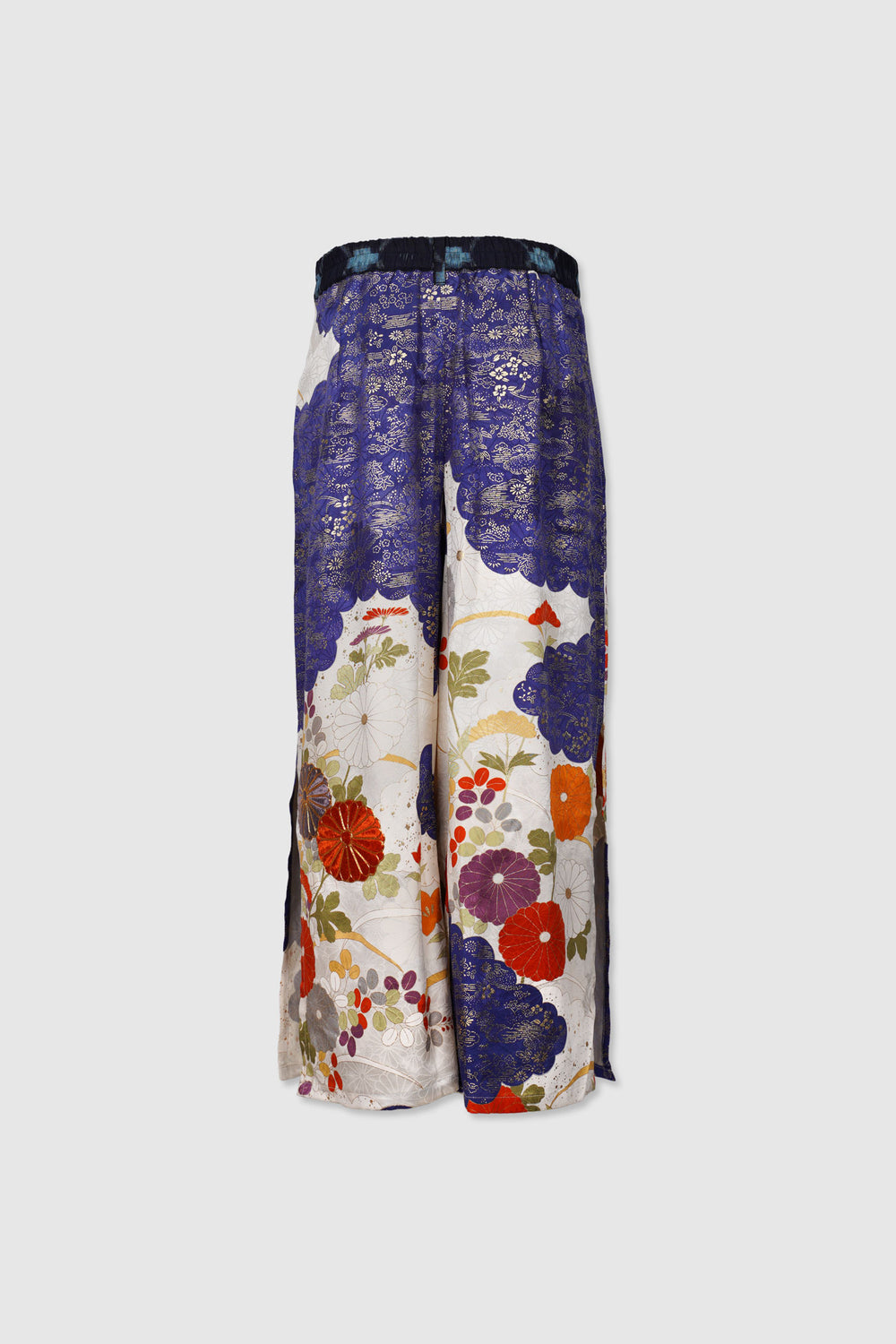 Multi Colored Silk Pants with Gold Kinran Embroidery | Yū