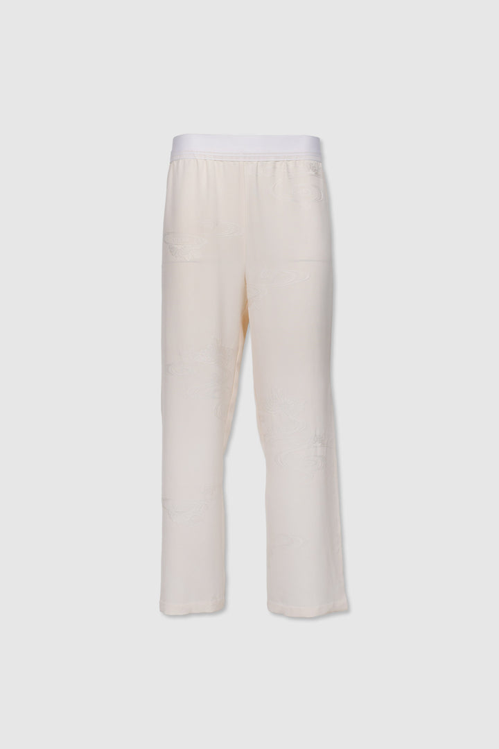 Off-White Silk Straight Pants