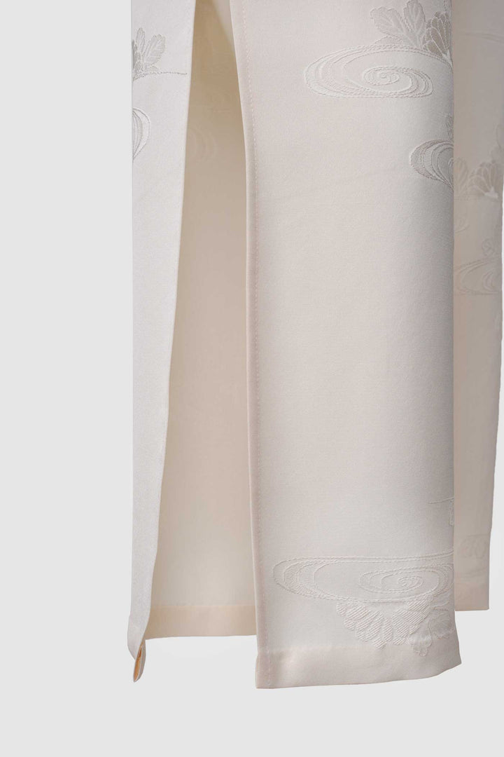 Off-White Silk Straight Pants