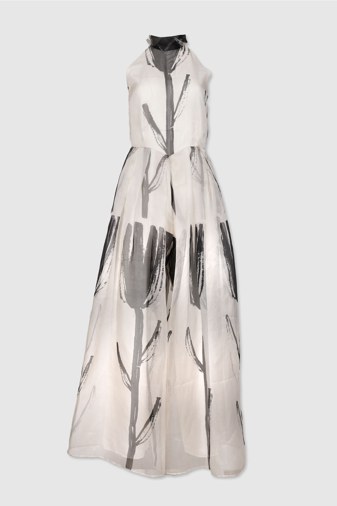Organza Halter Neck Wide-Leg Jumpsuit
