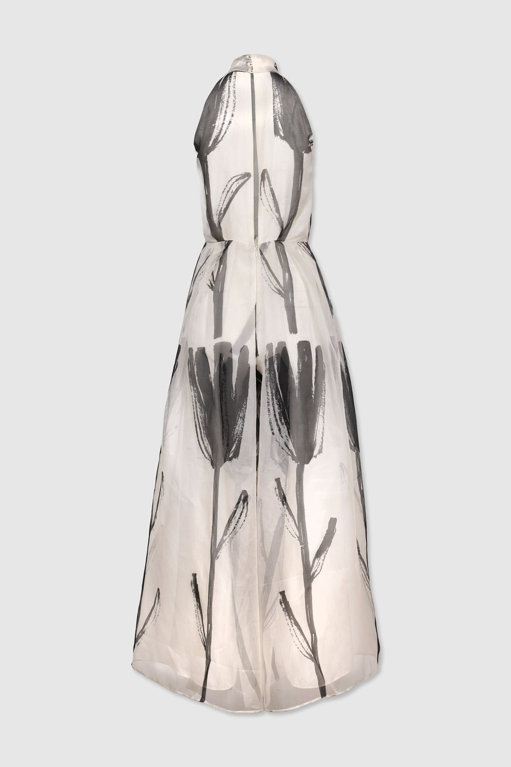 Organza Halter Neck Wide-Leg Jumpsuit