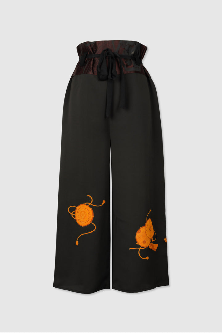 Palazzo Paperbag Waist Silk Pants | Chou