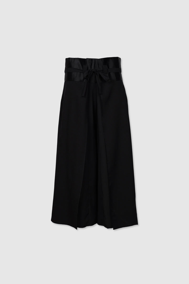 Palazzo Paperbag Waist Silk Pants | Chou | Black