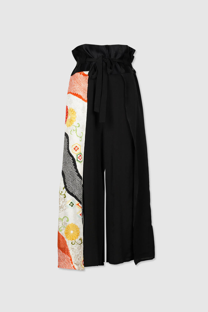 Palazzo Paperbag Waist Silk & Shibori Silk Pants | Chou