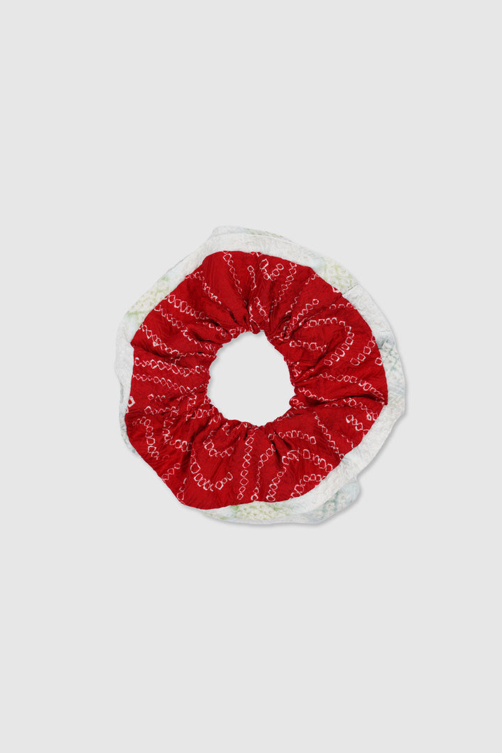 Shibori & Vintage Silk Reversible Hair Scrunchie