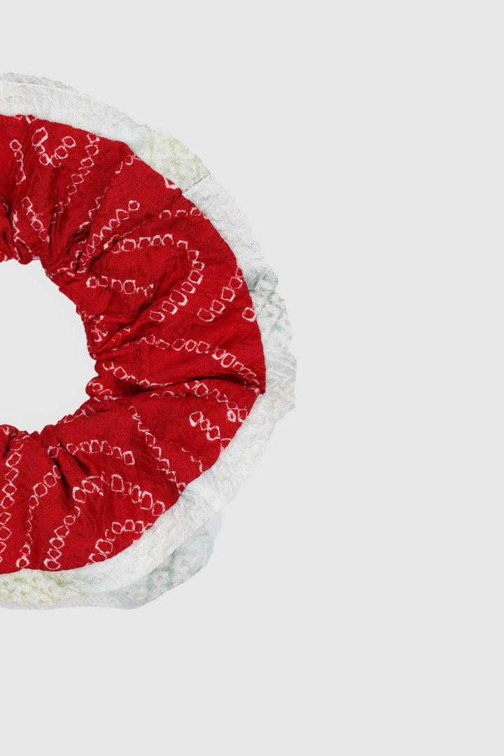Shibori & Vintage Silk Reversible Hair Scrunchie