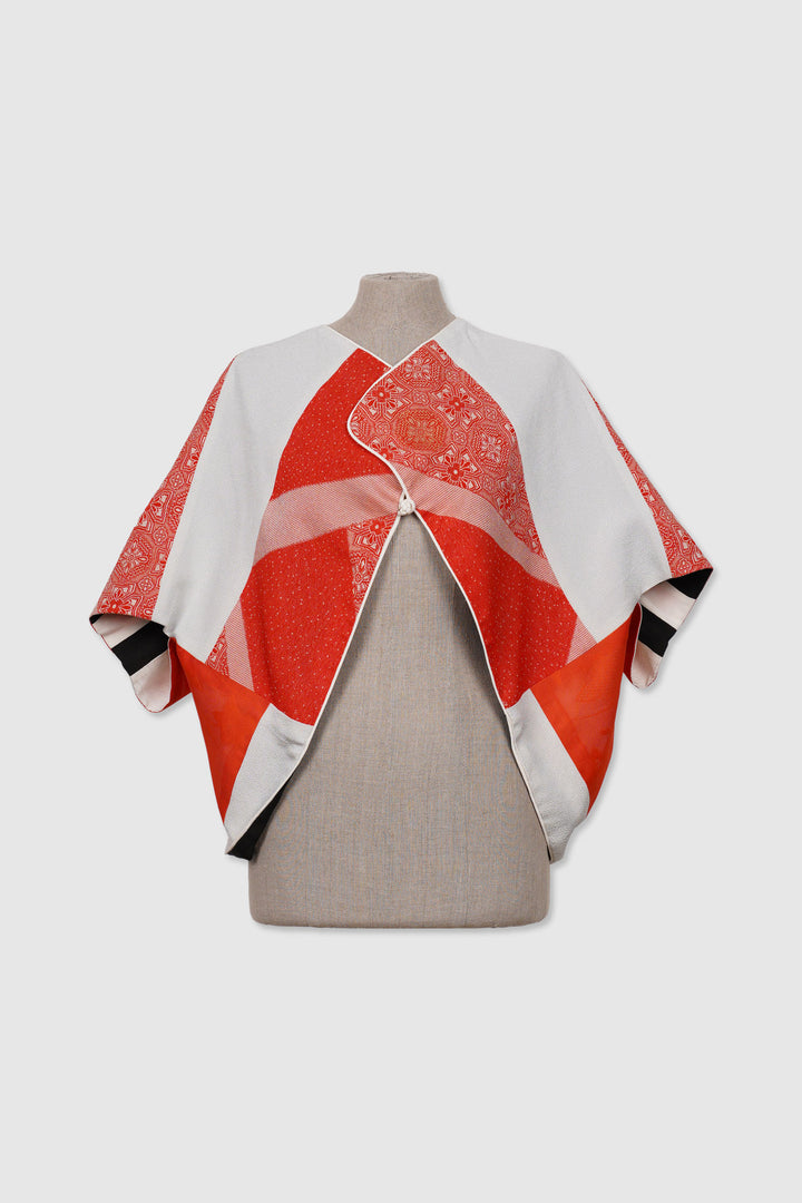 Silk Reversible 4-Way Bolero Jacket | Dokujisei | Ancient Flowers