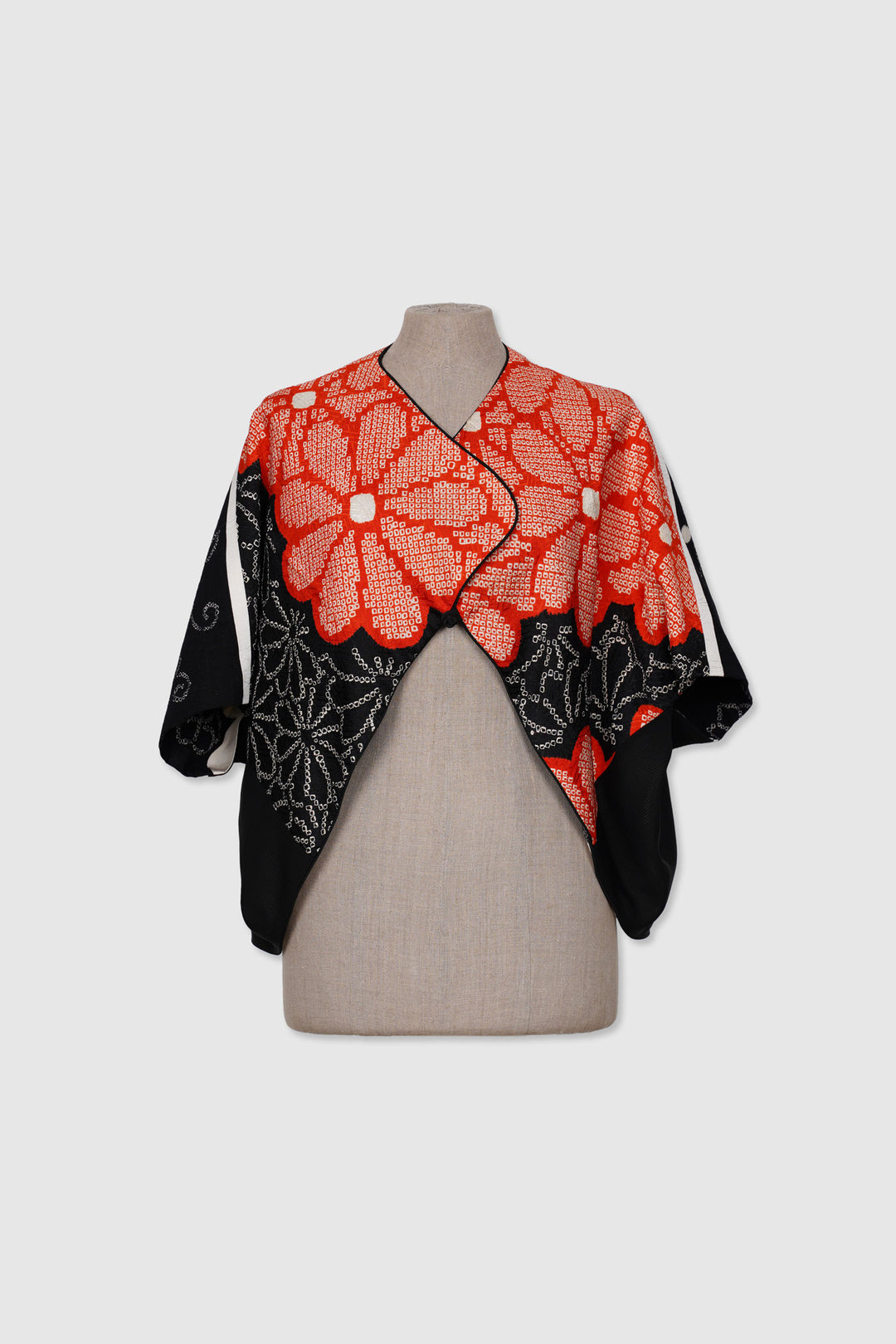 Silk Reversible 4-Way Bolero Jacket | Dokujisei | Floral Red