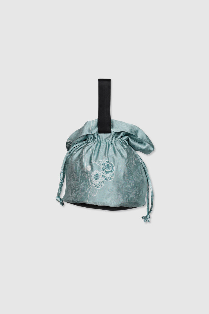 Silk Reversible Drawstring Round Bag