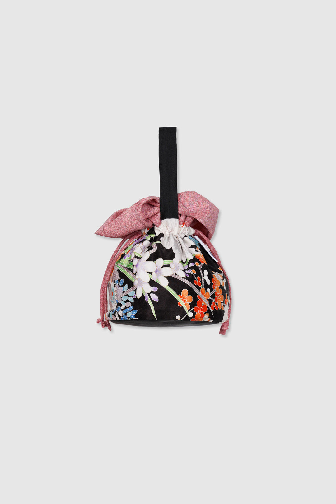 Silk Reversible Drawstring Round Bag