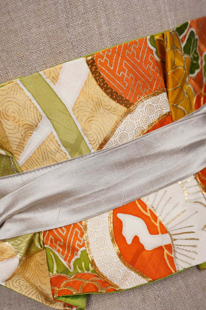 Silk Reversible Pleated Belt | Aurora | Floral Foils