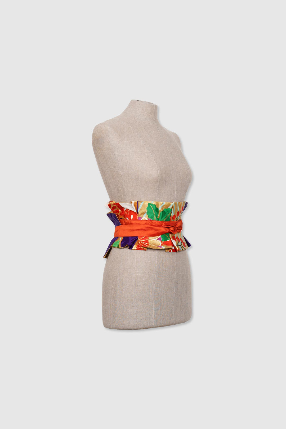 Silk Reversible Pleated Belt | Aurora | Floral Purple