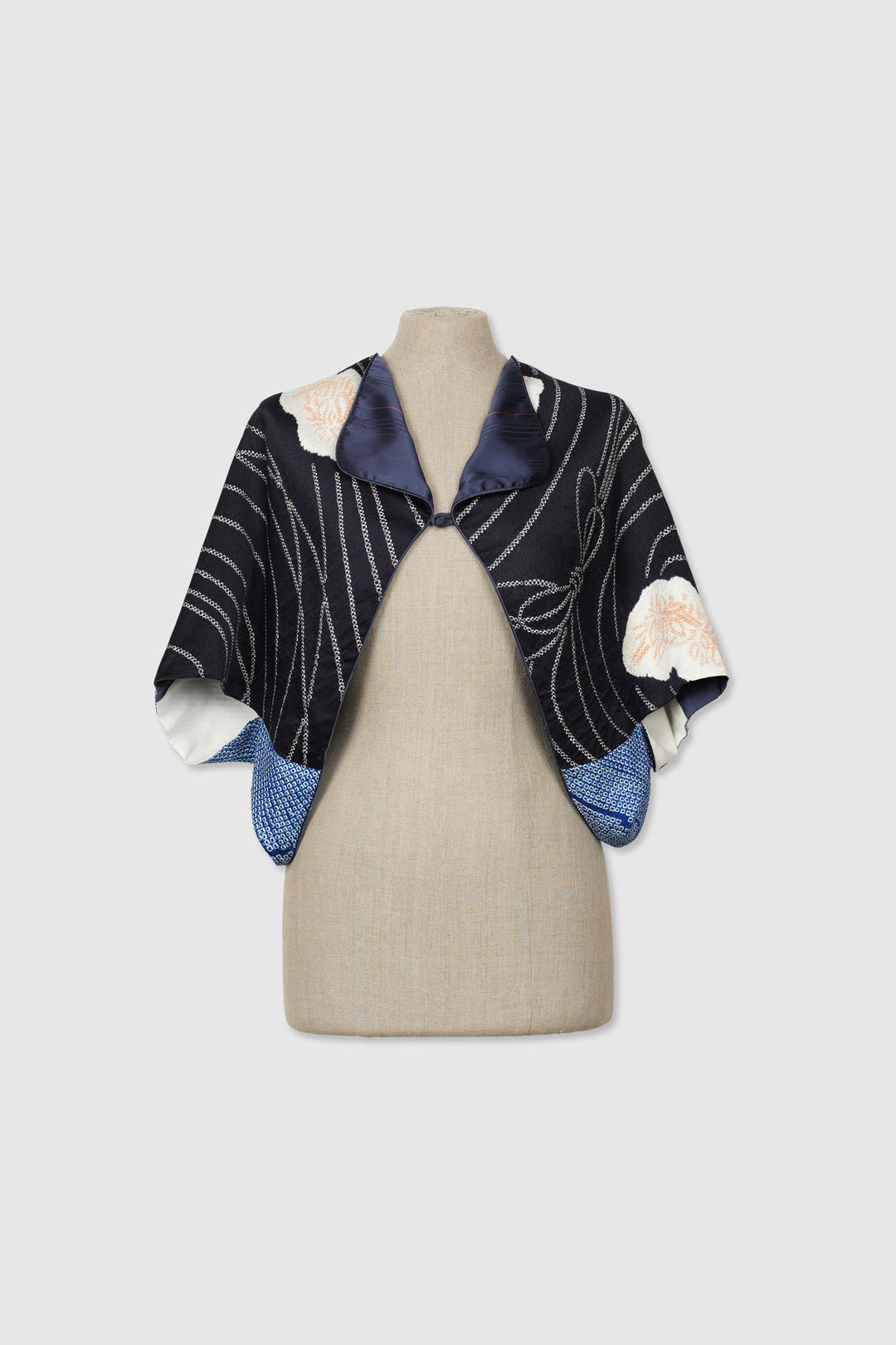 Silk & Shibori Reversible 4-Way Bolero Jacket | Dokujisei