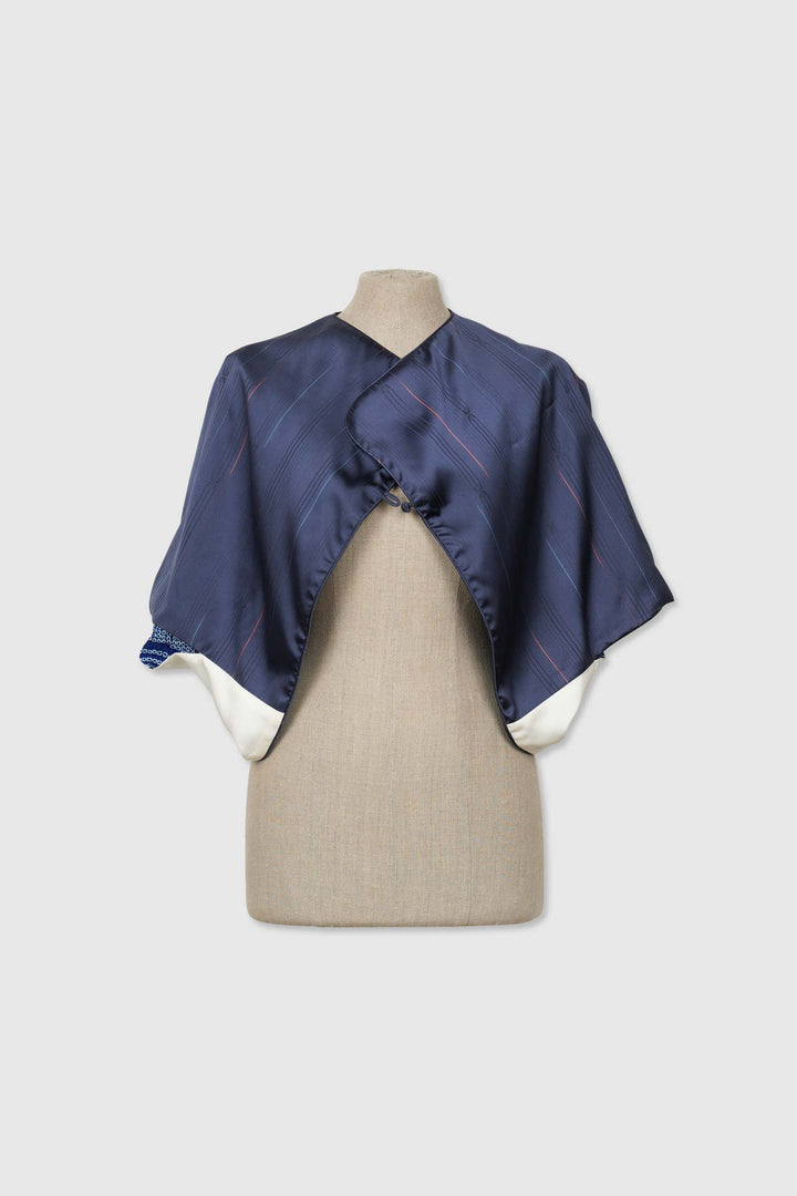 Silk & Shibori Reversible 4-Way Bolero Jacket | Dokujisei