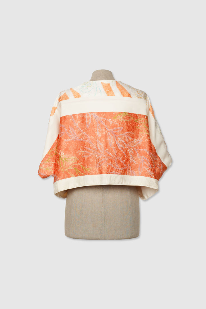 Silk & Shibori Reversible 4-Way Bolero Jacket | Dokujisei