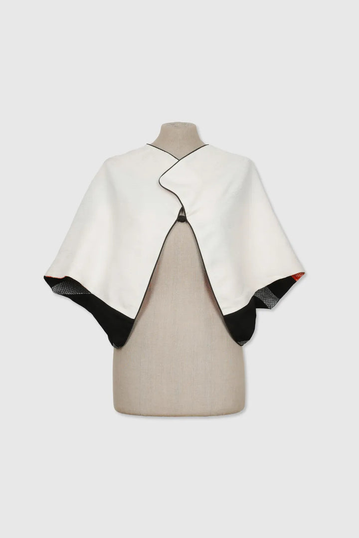 Silk & Shibori Reversible 4-Way Bolero Jacket | Dokujisei | Red Floral