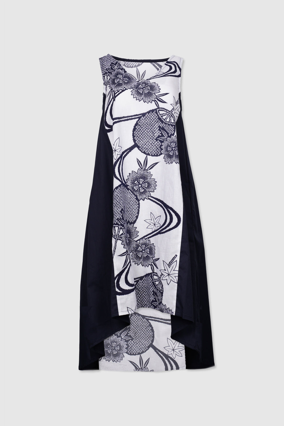 Sleeveless A-Line Cotton Dress with Floral Panels | Mila