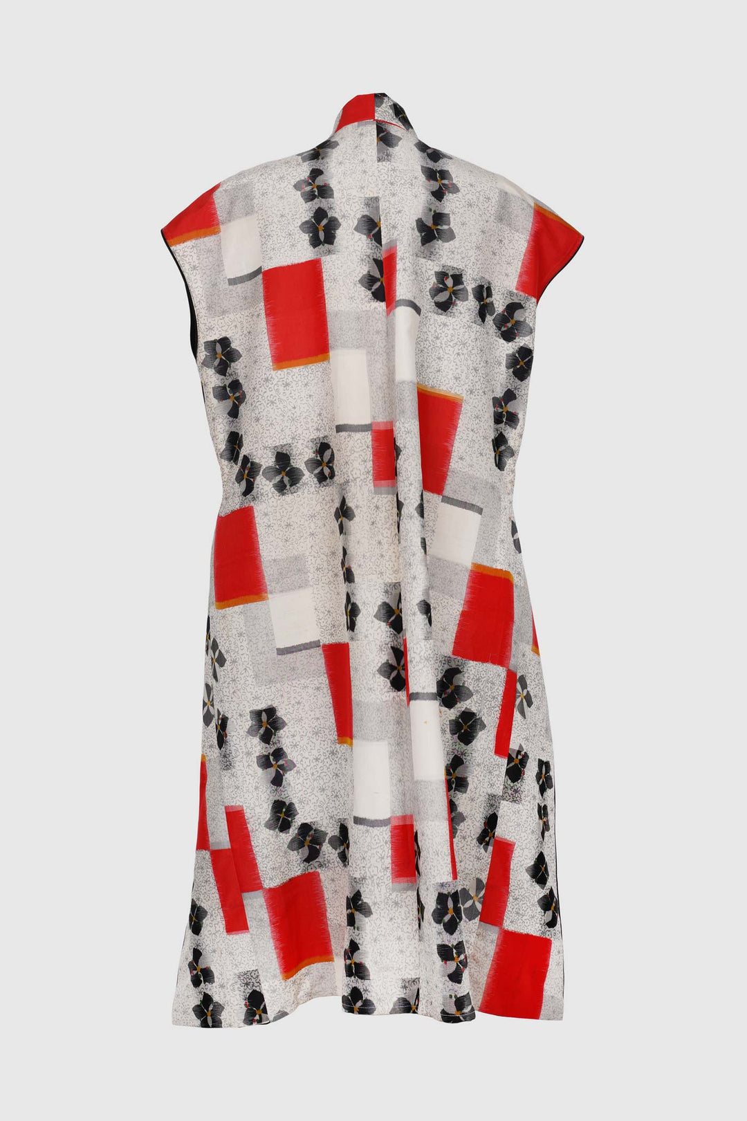 Silk Sleeveless Long Jacket with Side Slits