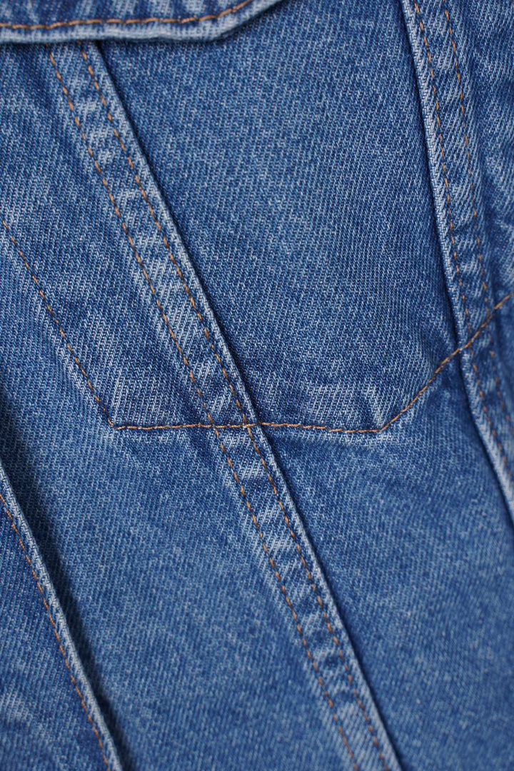Soft Denim Cotton Jacket with Sashiko Stitching