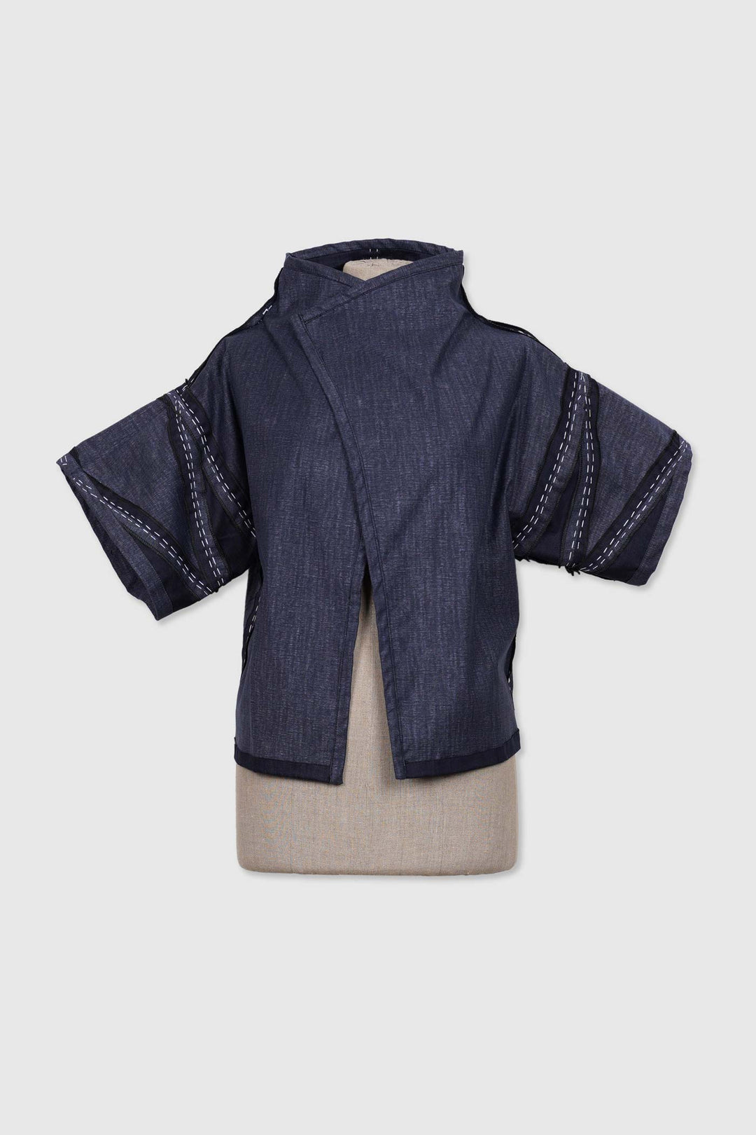 Soft Denim Reversible Patchwork Jacket | Chiaki | Bleu